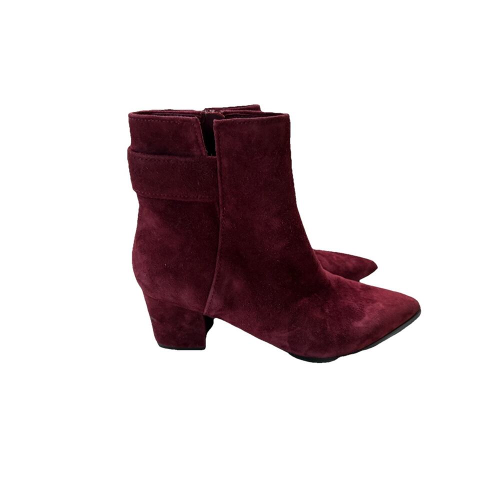 Footnotes Women’s Size 7 Suede Ankle Booties Red Burgundy W/ Tassle Y2K style - Picture 2 of 9